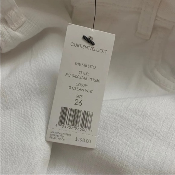 NWT Current/Elliott White The Stiletto Ankle Skinny Jeans Size 26 - Picture 5 of 11